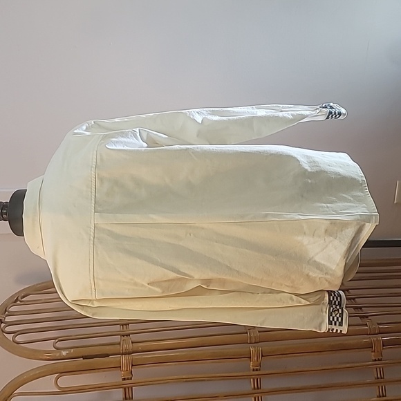 Shuudi brand tropical men's long sleeve linen shirt white green blk embroidery - Picture 7 of 16